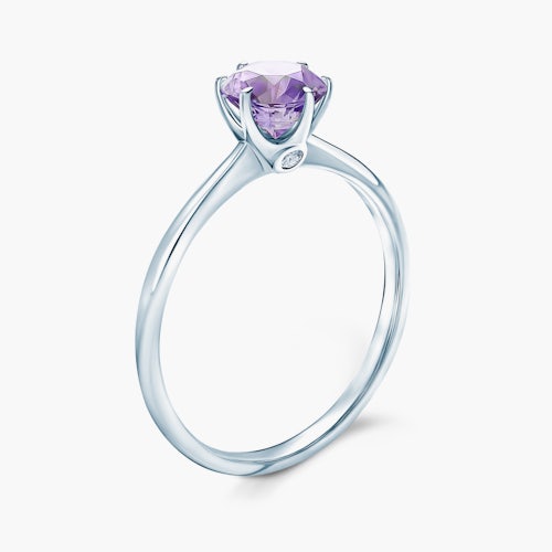 Pierścionek zaręczynowy The Journey: białe złoto, fioletowy szafir